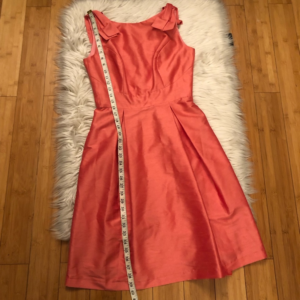 Alfred Sung Bateau Neck Bow Shoulder Dupioni Pink Orange Cocktail Dress size 6 - Picture 14 of 14